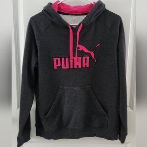 PUMA DryCell Charcoal & Hot Pink Pullover Hoodie - Womens Medium